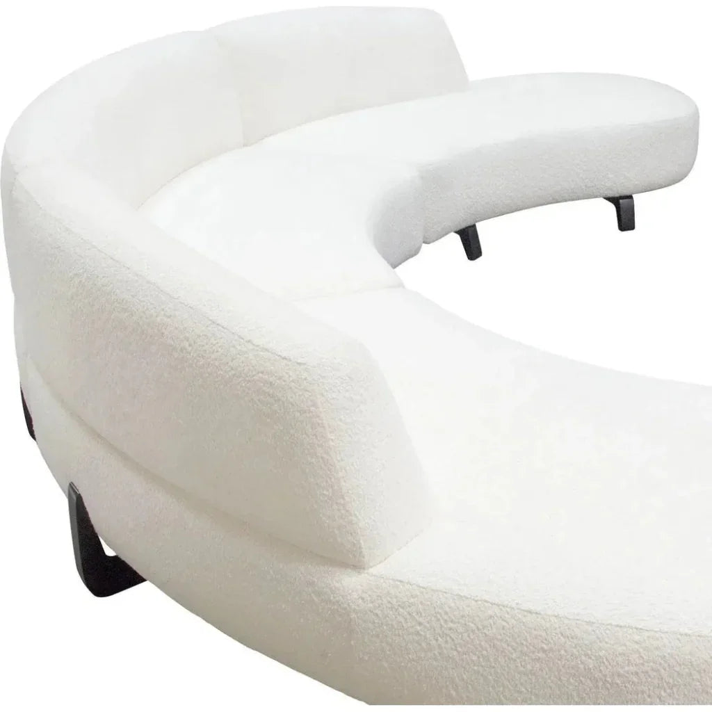 Modular Curved Back White Boucle Sofa Chaise 3PC Set-Modular Sofas-Diamond Sofa-LOOMLAN