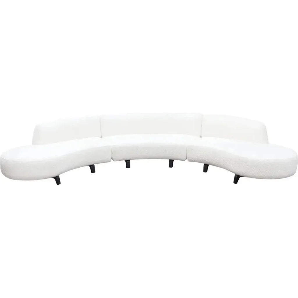 Modular Curved Back White Boucle Sofa Chaise 3PC Set-Modular Sofas-Diamond Sofa-LOOMLAN