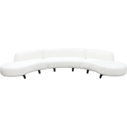 Modular Curved Back White Boucle Sofa Chaise 3PC Set-Modular Sofas-Diamond Sofa-LOOMLAN