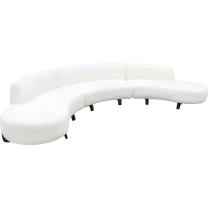 Modular Curved Back White Boucle Sofa Chaise 3PC Set-Modular Sofas-Diamond Sofa-LOOMLAN