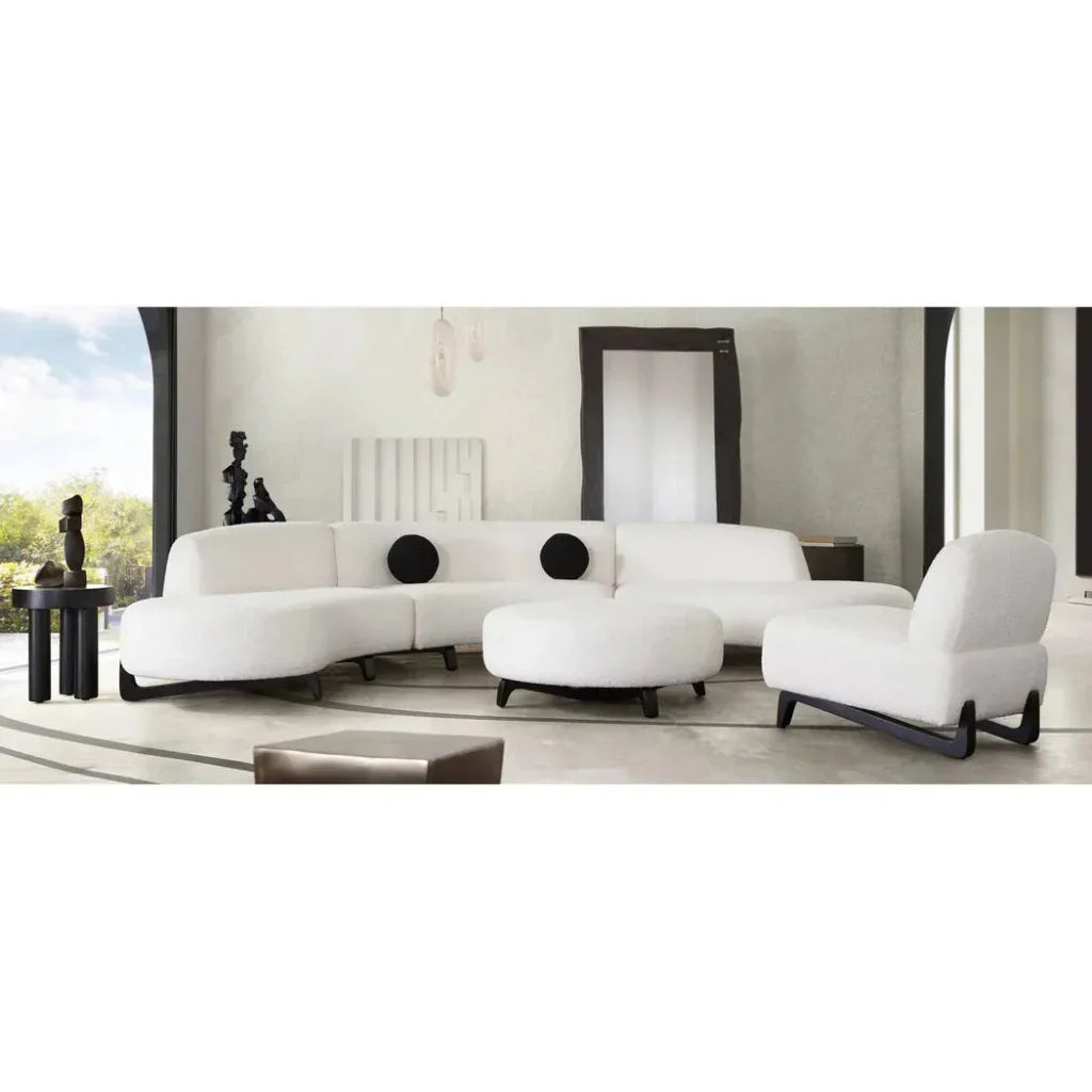 Modular Curved Back White Boucle Sofa Chaise 3PC Set-Modular Sofas-Diamond Sofa-LOOMLAN