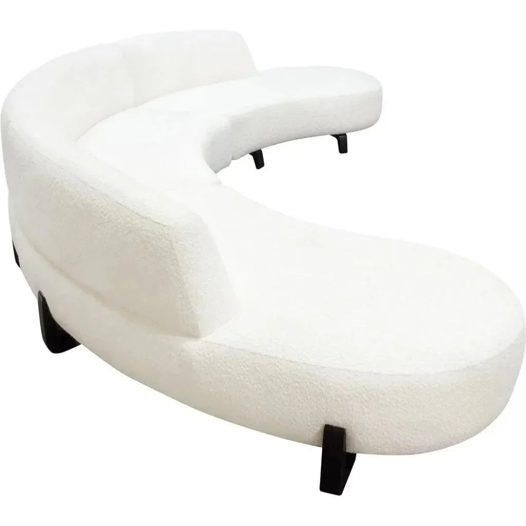 Modular Curved Back White Boucle Sofa Chaise 3PC Set-Modular Sofas-Diamond Sofa-LOOMLAN