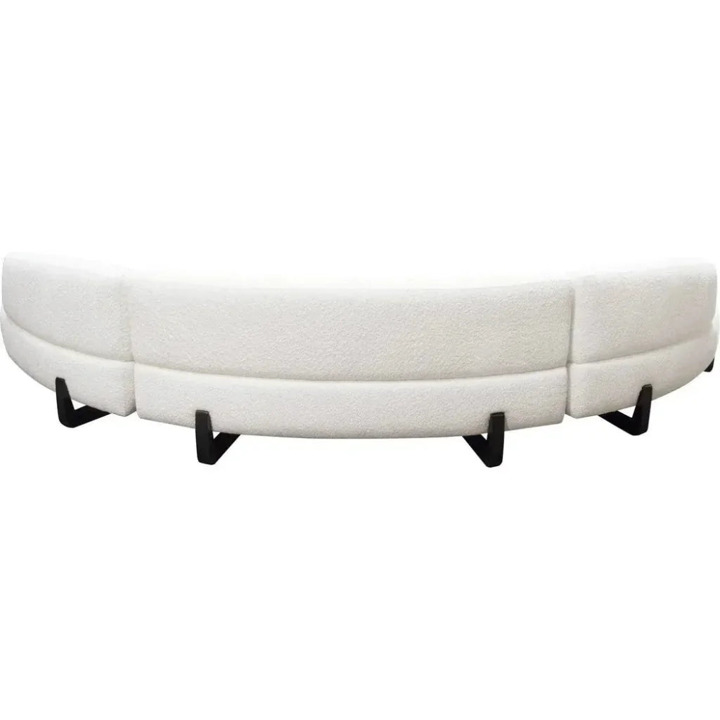 Modular Curved Back White Boucle Sofa Chaise 3PC Set-Modular Sofas-Diamond Sofa-LOOMLAN
