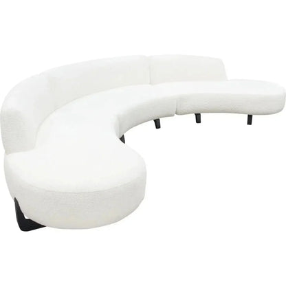 Modular Curved Back White Boucle Sofa Chaise 3PC Set-Modular Sofas-Diamond Sofa-LOOMLAN