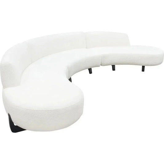 Modular Curved Back White Boucle Sofa Chaise 3PC Set-Modular Sofas-Diamond Sofa-LOOMLAN