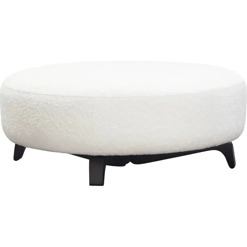 Modular Round White Boucle Sherpa Ottoman Table-Modular Components-Diamond Sofa-LOOMLAN
