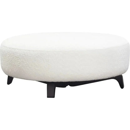 Modular Round White Boucle Sherpa Ottoman Table-Modular Components-Diamond Sofa-LOOMLAN