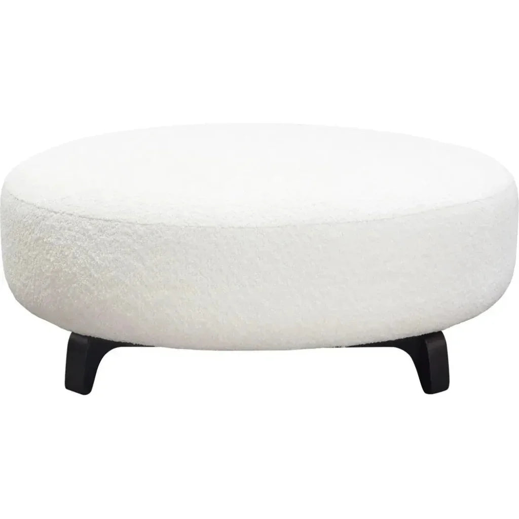 Modular Round White Boucle Sherpa Ottoman Table-Modular Components-Diamond Sofa-LOOMLAN