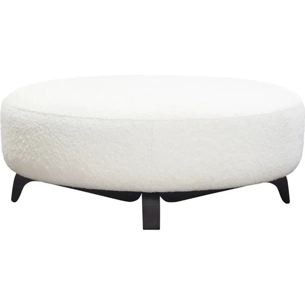 Modular Round White Boucle Sherpa Ottoman Table-Modular Components-Diamond Sofa-LOOMLAN
