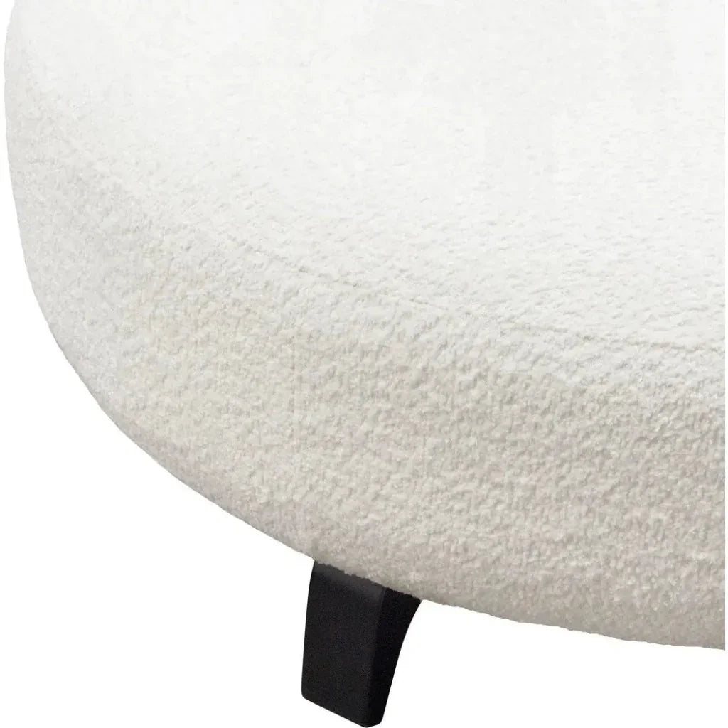 Modular Round White Boucle Sherpa Ottoman Table-Modular Components-Diamond Sofa-LOOMLAN
