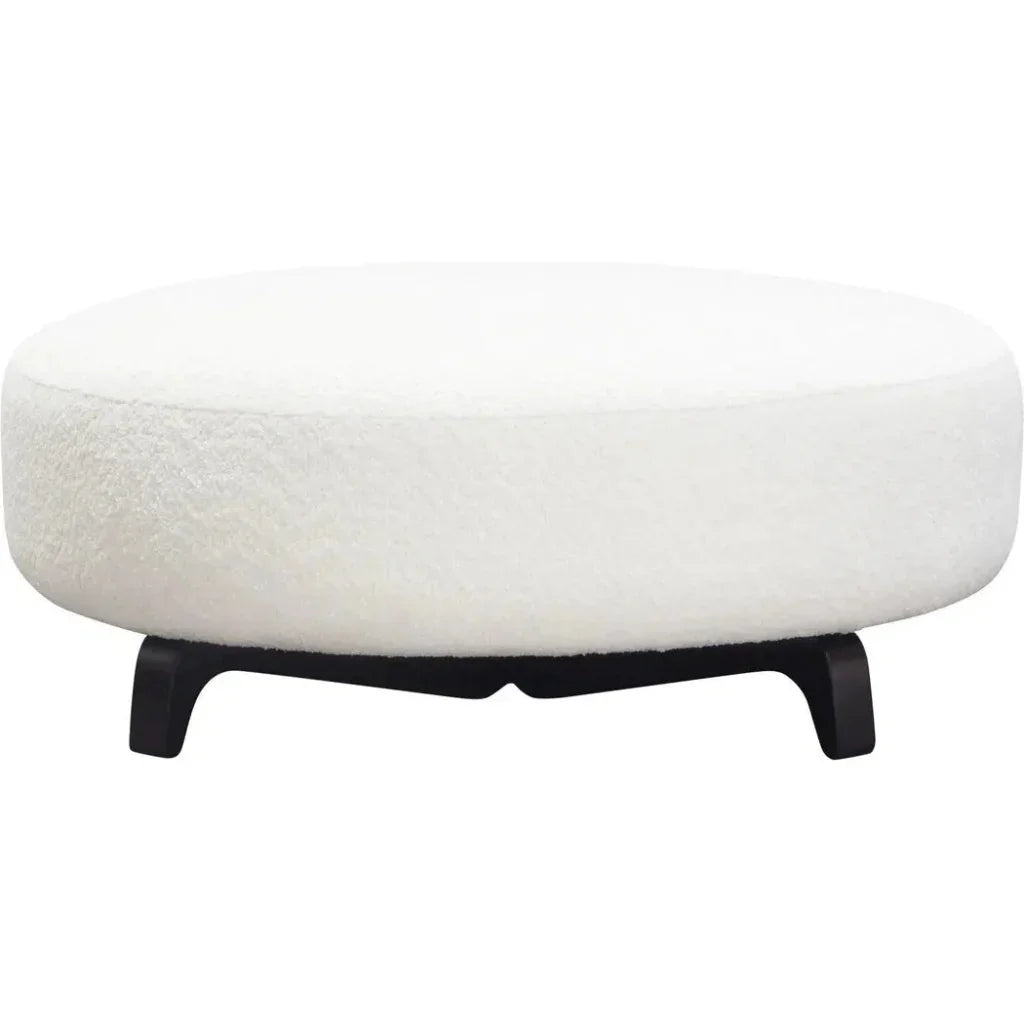 Modular Round White Boucle Sherpa Ottoman Table-Modular Components-Diamond Sofa-LOOMLAN
