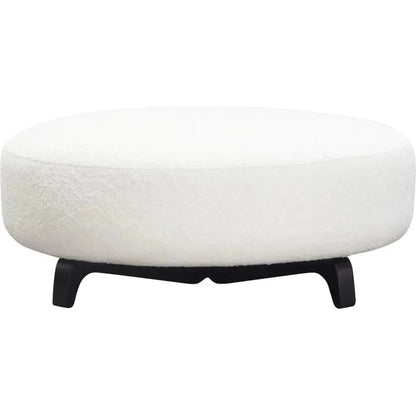 Modular Round White Boucle Sherpa Ottoman Table-Modular Components-Diamond Sofa-LOOMLAN