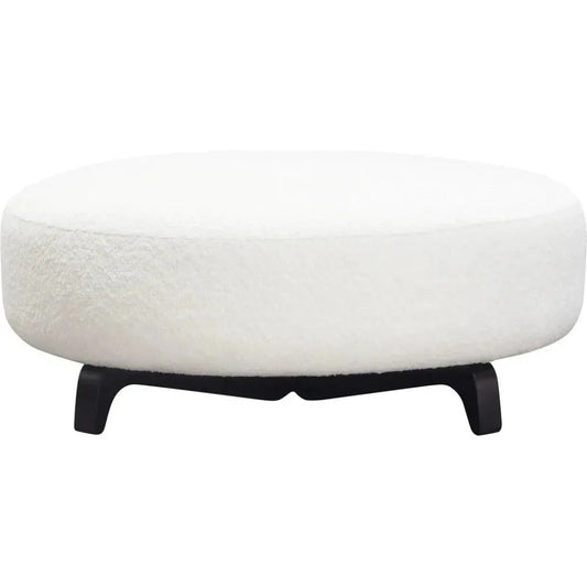 Modular Round White Boucle Sherpa Ottoman Table-Modular Components-Diamond Sofa-LOOMLAN