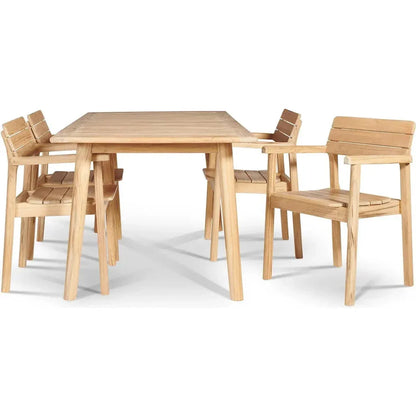 Modurn Rectangular Teak Outdoor Dining Table-Outdoor Dining Tables-HiTeak-LOOMLAN