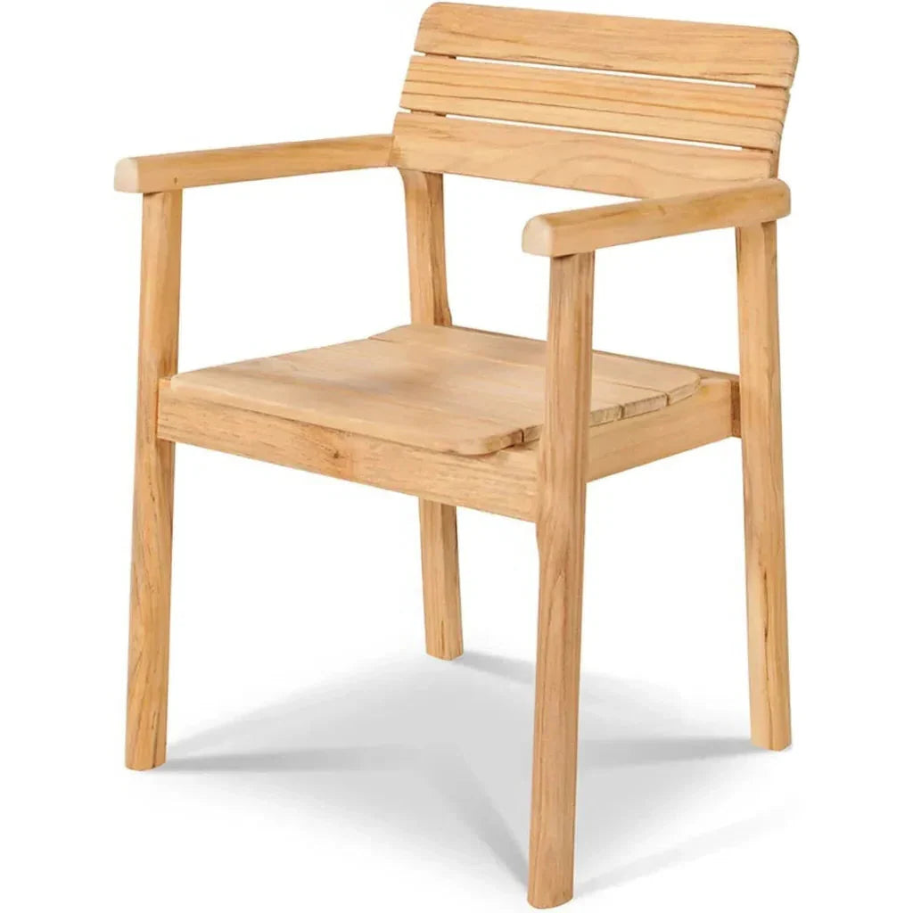 Modurn Teak Outdoor Dining Stacking Armchair 4PC-Outdoor Dining Chairs-HiTeak-LOOMLAN