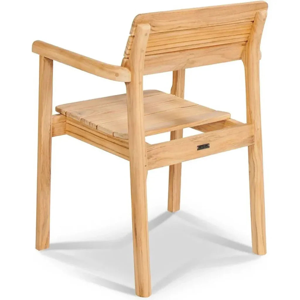 Modurn Teak Outdoor Dining Stacking Armchair 4PC-Outdoor Dining Chairs-HiTeak-LOOMLAN
