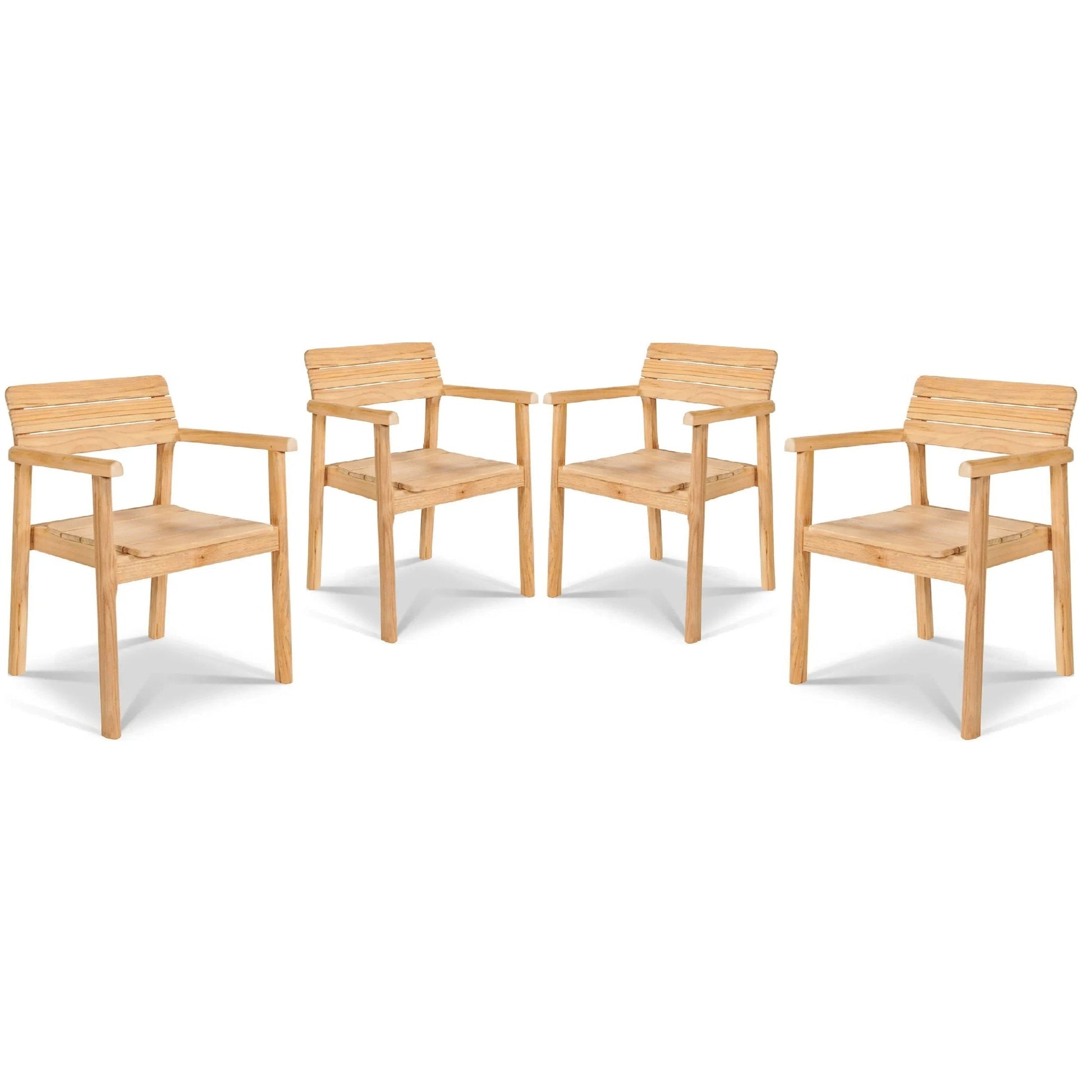 Modurn Teak Outdoor Dining Stacking Armchair 4PC-Outdoor Dining Chairs-HiTeak-LOOMLAN