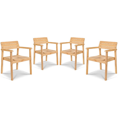 Modurn Teak Outdoor Dining Stacking Armchair 4PC-Outdoor Dining Chairs-HiTeak-LOOMLAN