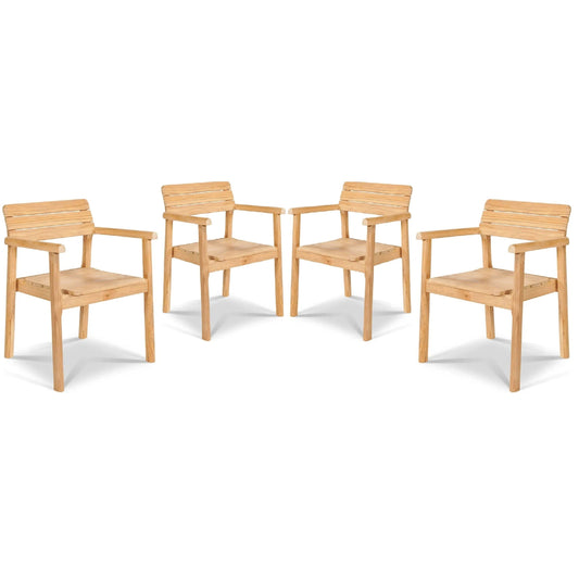 Modurn Teak Outdoor Dining Stacking Armchair 4PC-Outdoor Dining Chairs-HiTeak-LOOMLAN