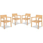 Modurn Teak Outdoor Dining Stacking Armchair 4PC-Outdoor Dining Chairs-HiTeak-LOOMLAN