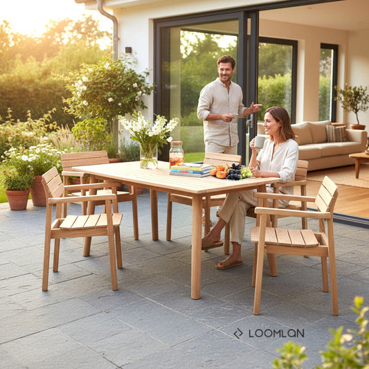 Modurn Teak Patio Rectangular Dining Set 5PC