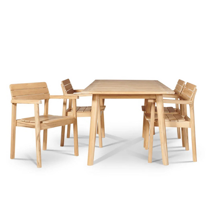 Modurn Teak Patio Rectangular Dining Set 5PC-Outdoor Dining Sets-HiTeak-LOOMLAN