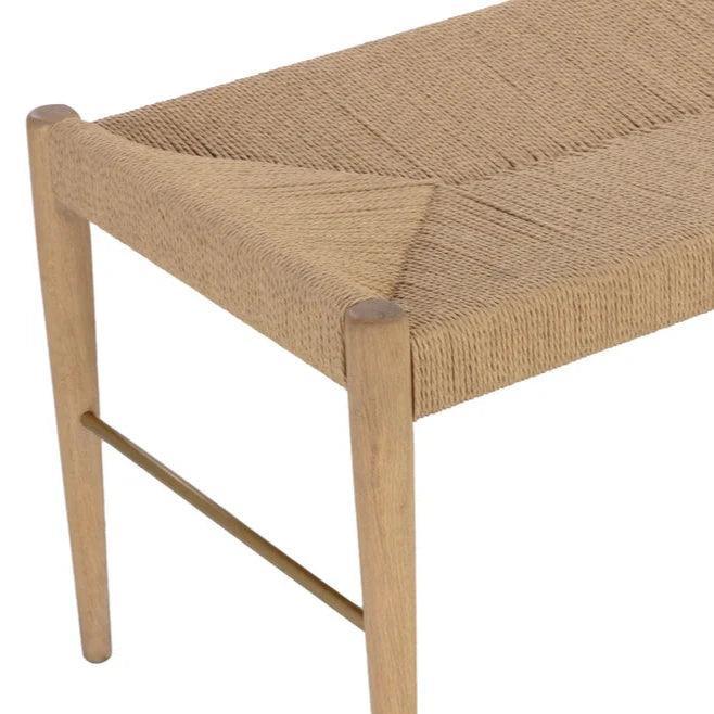 Moira Bench Natural Paper Rope With Solid - LOOMLAN - SUNPAN - Bedroom Benches