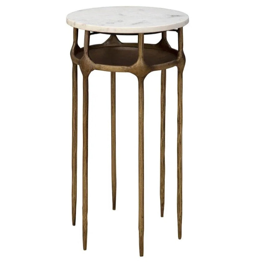 Moira Marble Top Round Side Table - LOOMLAN - Furniture Classics - Side Tables
