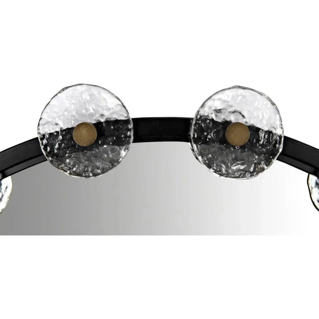 Moira Mirror Glass Details Black Round Wall Mirror - LOOMLAN - Noir - Wall Mirrors