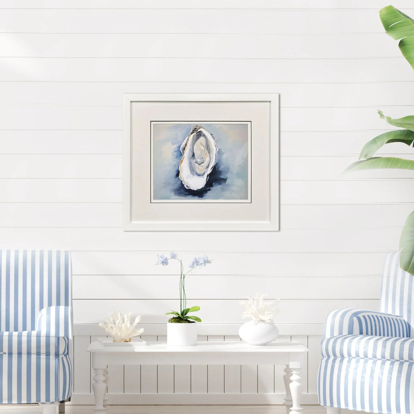 Mollusk Blue Glass Front Framed Wall Art