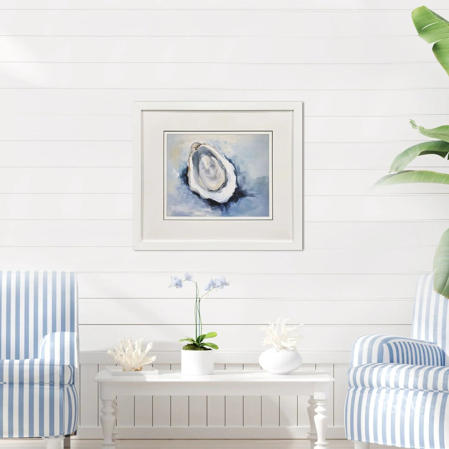 Mollusk Blue Glass Front Framed Wall Art