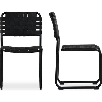 Moma Leather & Stainless Steel Dining Chair 2PC - LOOMLAN - Moe's Home - Dining Chairs