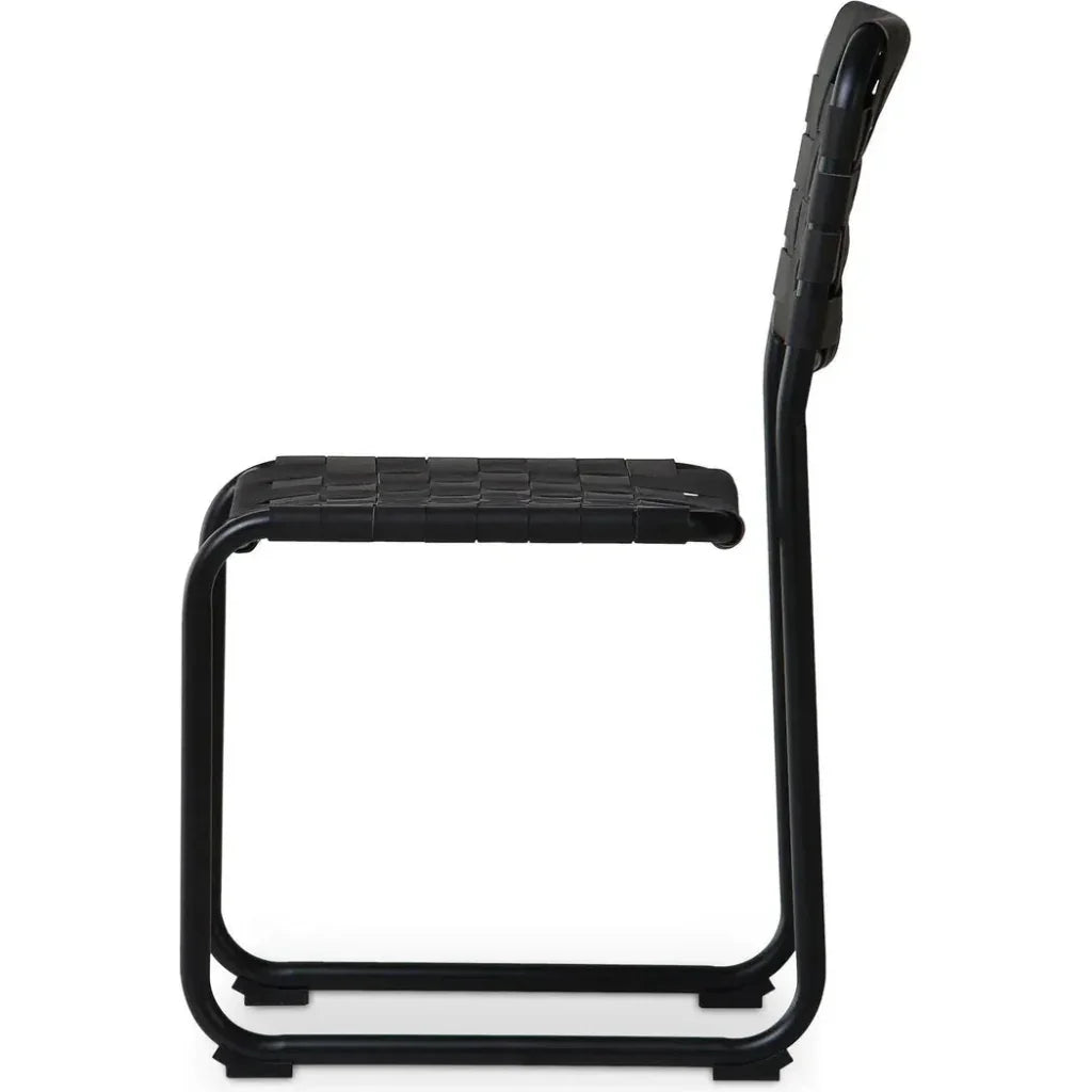 Moma Leather & Stainless Steel Dining Chair 2PC - LOOMLAN - Moe's Home - Dining Chairs