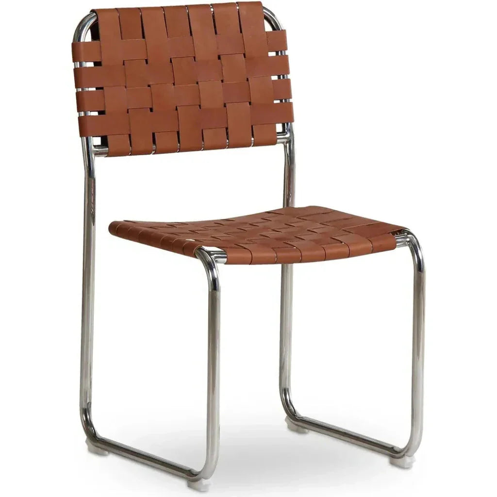 Moma Leather & Stainless Steel Dining Chair 2PC - LOOMLAN - Moe's Home - Dining Chairs