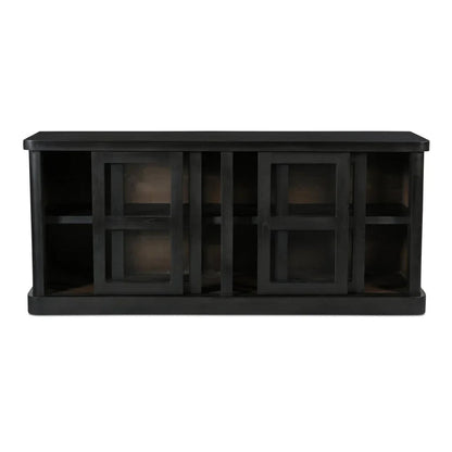 Mona Black Solid Neem Wood Sliding Doors Sideboard - LOOMLAN - Moe's Home - Sideboards