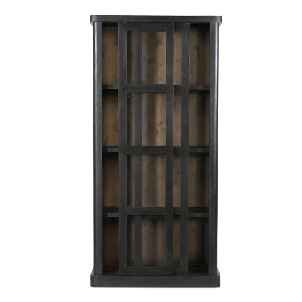 Mona Black Solid Wood With Sliding Doors Tall Cabinet - LOOMLAN - Moe's Home - Accent Cabinets
