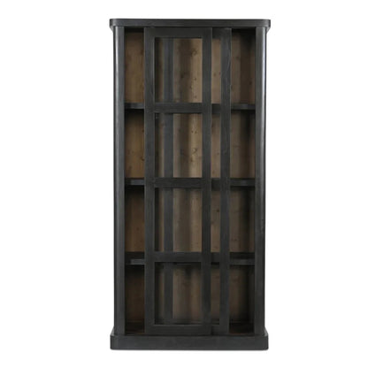 Mona Black Solid Wood With Sliding Doors Tall Cabinet - LOOMLAN - Moe's Home - Accent Cabinets