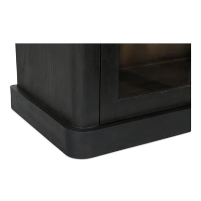 Mona Black Solid Wood With Sliding Doors Tall Cabinet - LOOMLAN - Moe's Home - Accent Cabinets