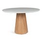 Mona Glass Top Round Dining Table-Dining Tables-Urbia-Branco, Damasco-LOOMLAN
