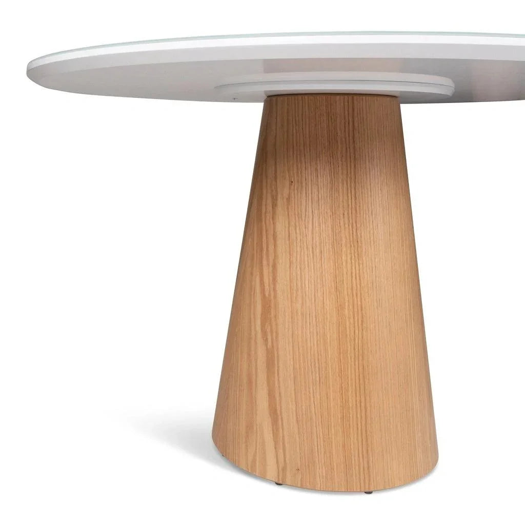 Mona Glass Top Round Dining Table-Dining Tables-Urbia-LOOMLAN