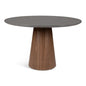 Mona Glass Top Round Dining Table-Dining Tables-Urbia-Chumbo, Nogal-LOOMLAN