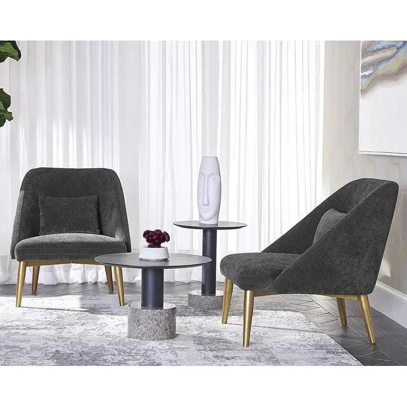 Monaco Marble Based Wooden Round End Table - LOOMLAN - SUNPAN - Side Tables