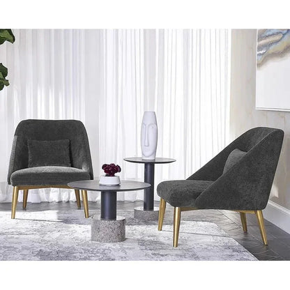 Monaco Marble Based Wooden Round End Table - LOOMLAN - SUNPAN - Side Tables