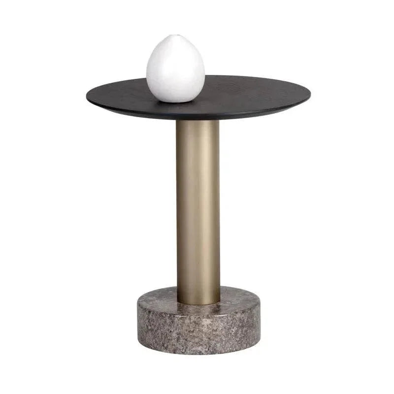 Monaco Marble Based Wooden Round End Table - LOOMLAN - SUNPAN - Side Tables
