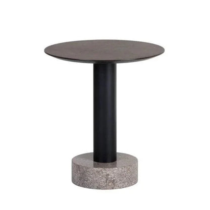 Monaco Marble Based Wooden Round End Table - LOOMLAN - SUNPAN - Side Tables