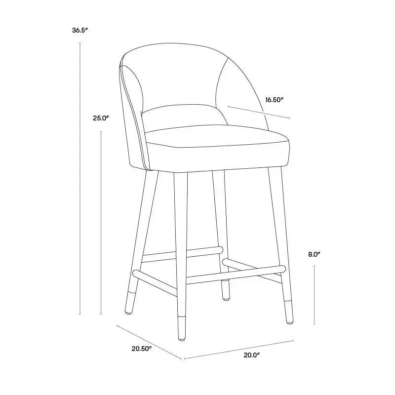 Monae Leather Chic Barrel Counter Stool - LOOMLAN - SUNPAN - Counter Stools