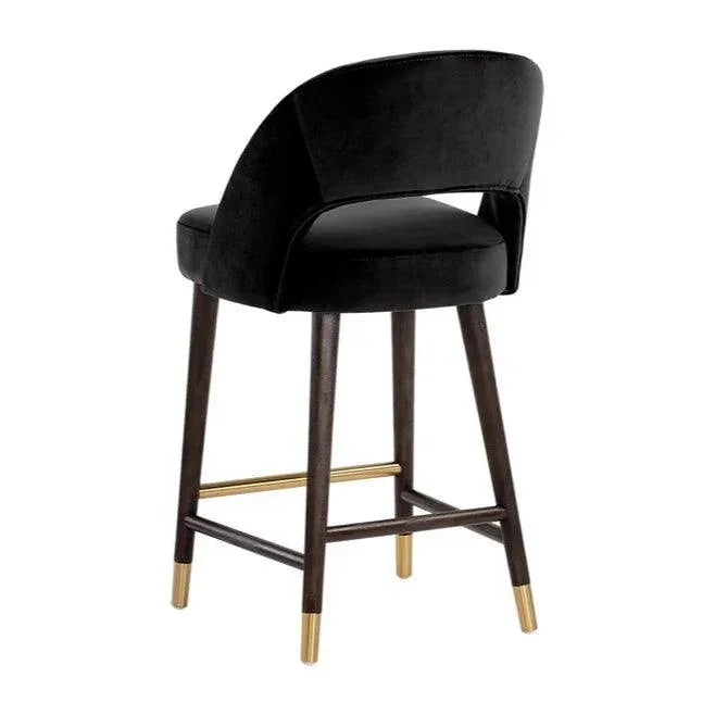 Monae Leather Chic Barrel Counter Stool - LOOMLAN - SUNPAN - Counter Stools