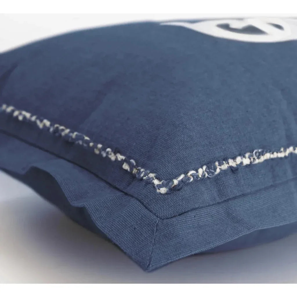 Monogram Blue Lumbar Pillow Covers Insert June - LOOMLAN - LOOMLAN - Throw Pillows