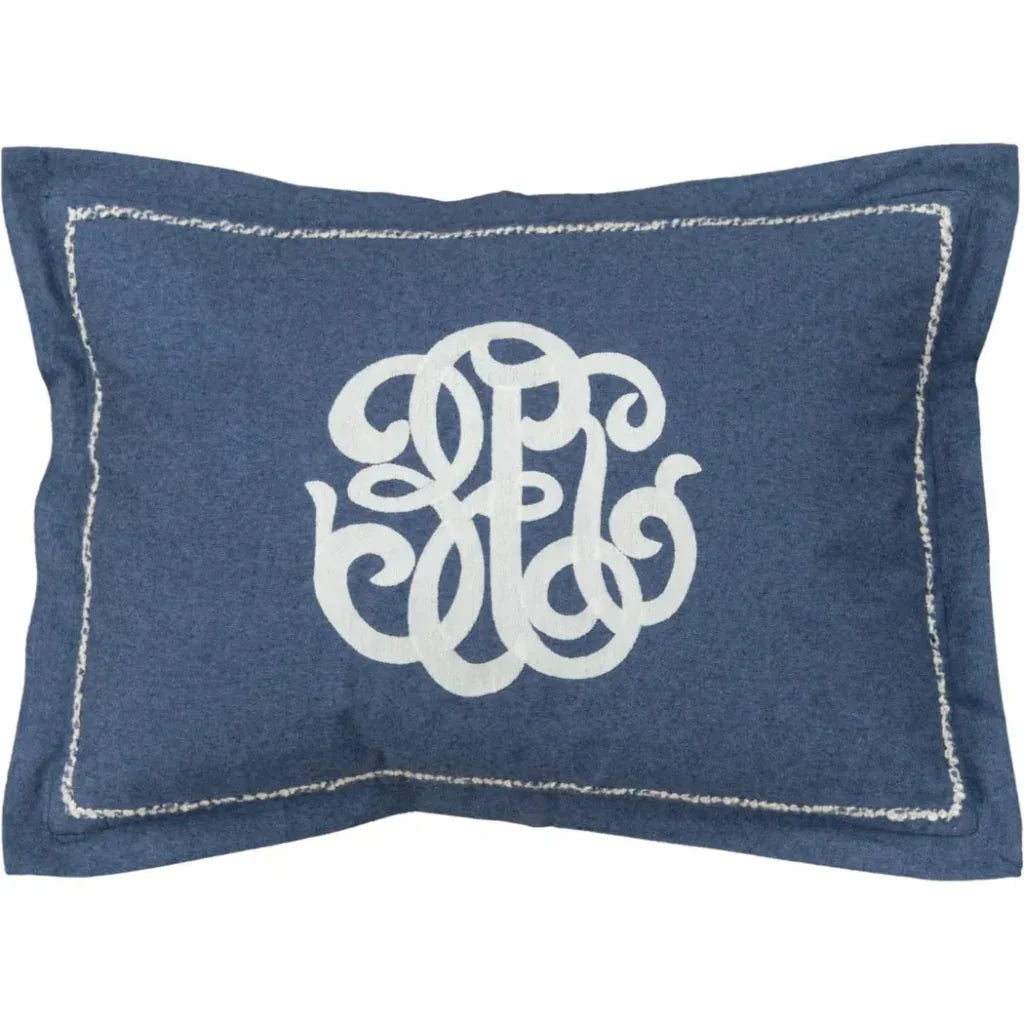 Monogram Blue Lumbar Pillow Covers Insert June - LOOMLAN - LOOMLAN - Throw Pillows
