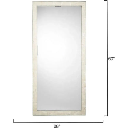 Monroe Mother Of Pearl Rectangle Floor Mirror-Floor Mirrors-Jamie Young-LOOMLAN